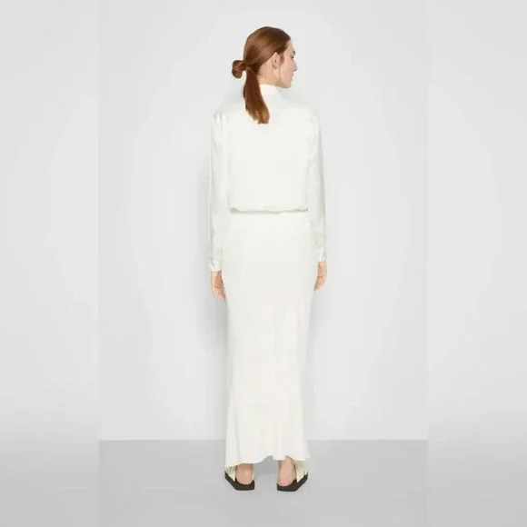 IRO Paris Hagat Shirred White Maxi Skirt with Slit Size 38 6 - Picture 8 of 15